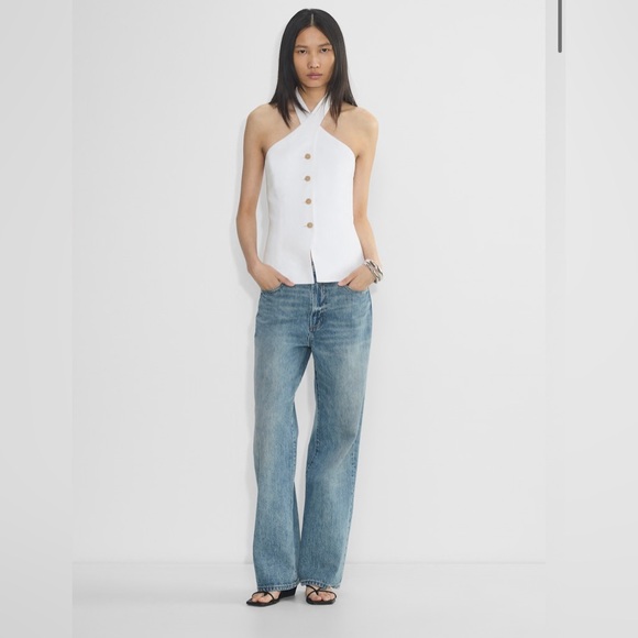 NWT Aritzia Wilfred CruiseLinen™ Lisbon Vest White Size 6 Slim-fit linen halter - Picture 2 of 16